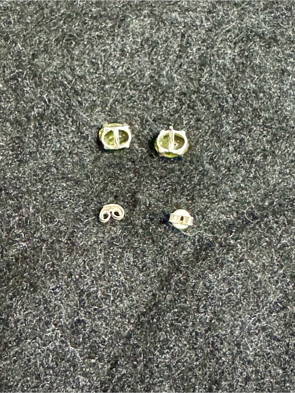 Sterling Silver Peridot Stud Earrings - Bright Green - Picture 8 of 10